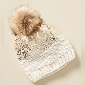 Anthropologie Kids Metallic Gold Pommed Hat